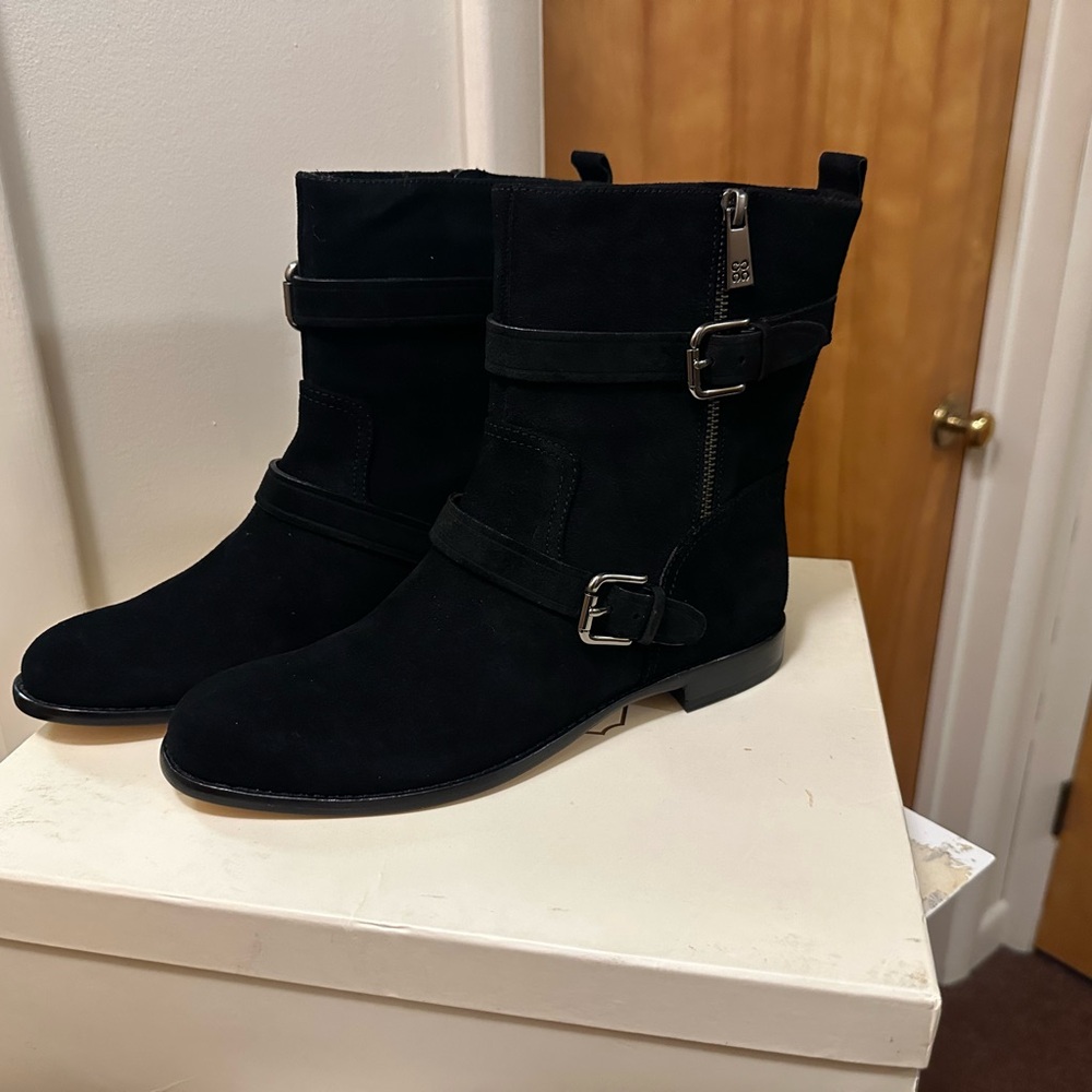 Coach Black Suede Moto Boots (New!!)